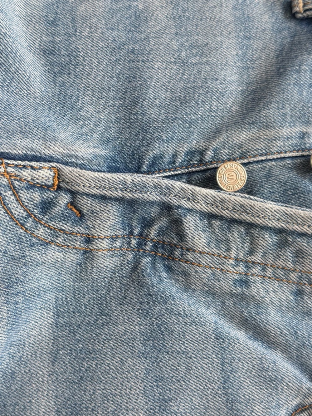 MOTHER Light Blue Cropped Straight Jeans. The Tomcat, distressed - Picture 6 of 6